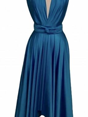 Butter by Nadia Sleeveless Deep V Maxi Wrap Dress in Teal